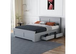 4ft6 Double Connor 4 drawer grey painted solid wood bed frame 1